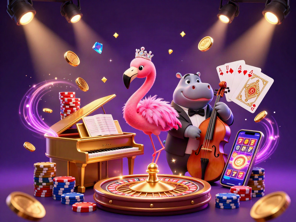Experience the thrilling lc88 casino scene with lively characters and sparkling elements, showcasing vibrant gaming action.