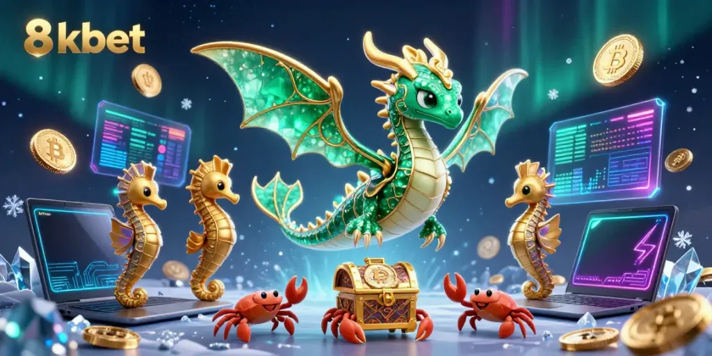 Experience thrilling games with 8xbet's vibrant casino scene showcasing crypto elements.