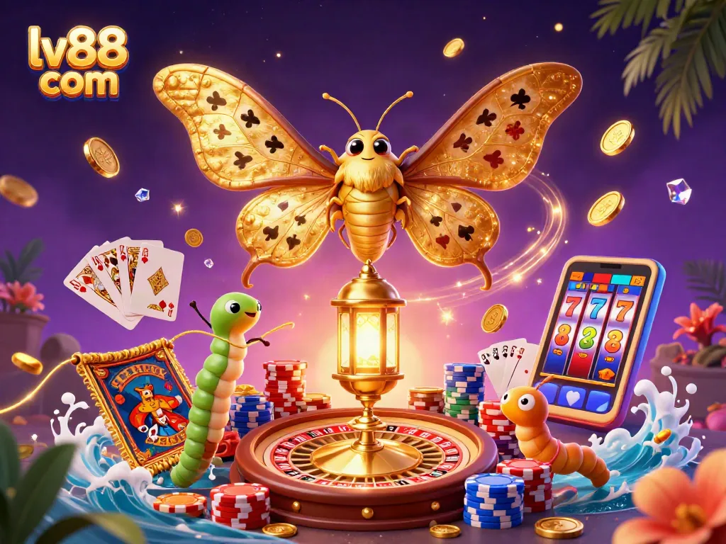 Play thrilling casino games at lv88 com featuring an atlas moth surrounded by vibrant elements!