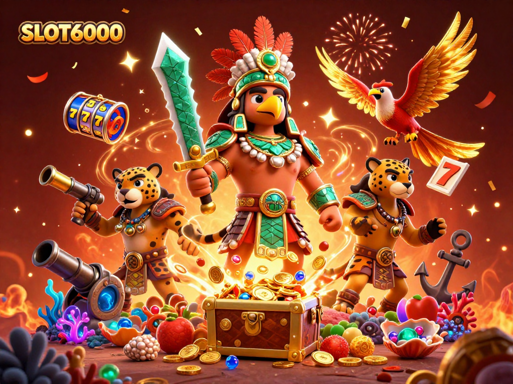 SLOT6000 reveals an exciting casino adventure with an Aztec warrior and gold treasures.