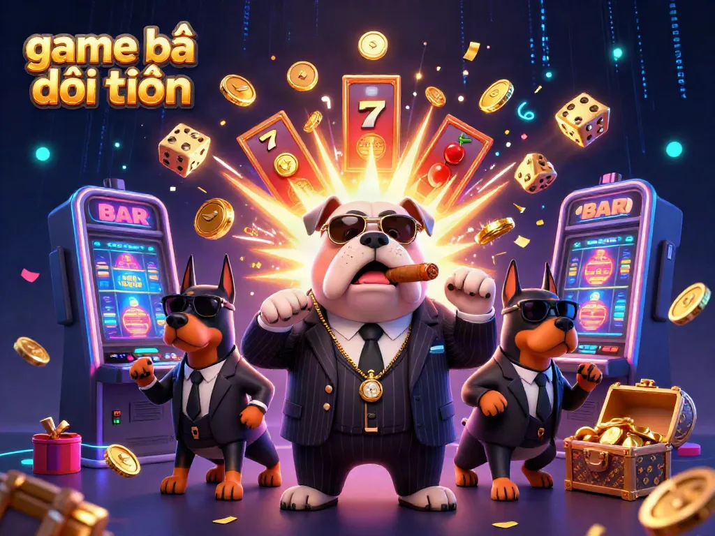 Engaging scene showcasing game bài đổi thưởng elements with charismatic characters, dynamic casino atmosphere.