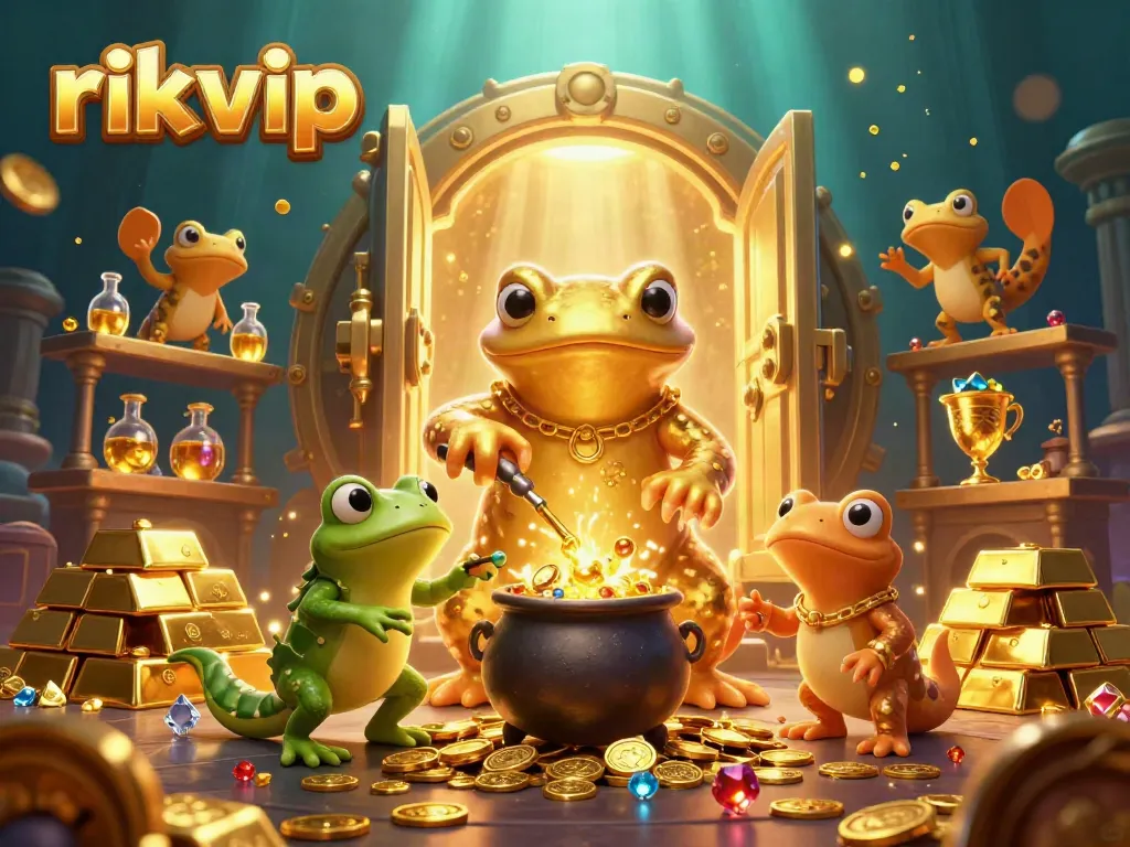 Experience the thrill of gameplay with rikvip's magical scene featuring an alchemist and gold elements.