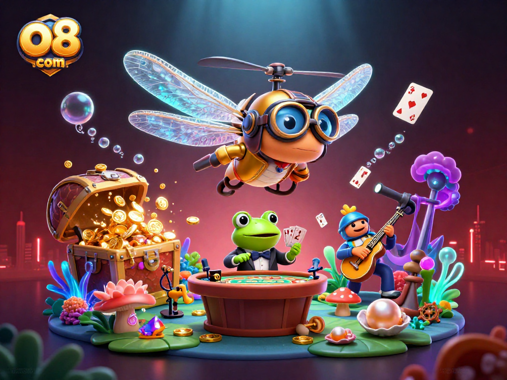 Experience the excitement of o8 com with vibrant casino action, featuring lively characters and dynamic gaming elements.