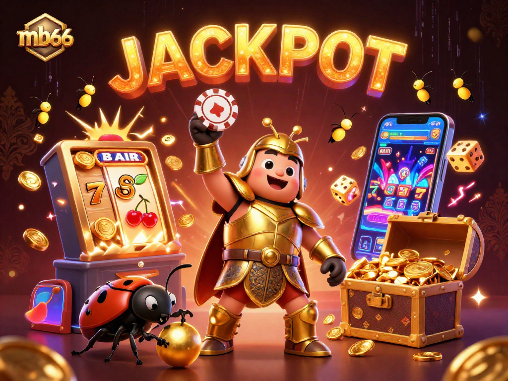 Experience the thrilling jackpot excitement at mb66 with vibrant casino elements and dynamic characters.