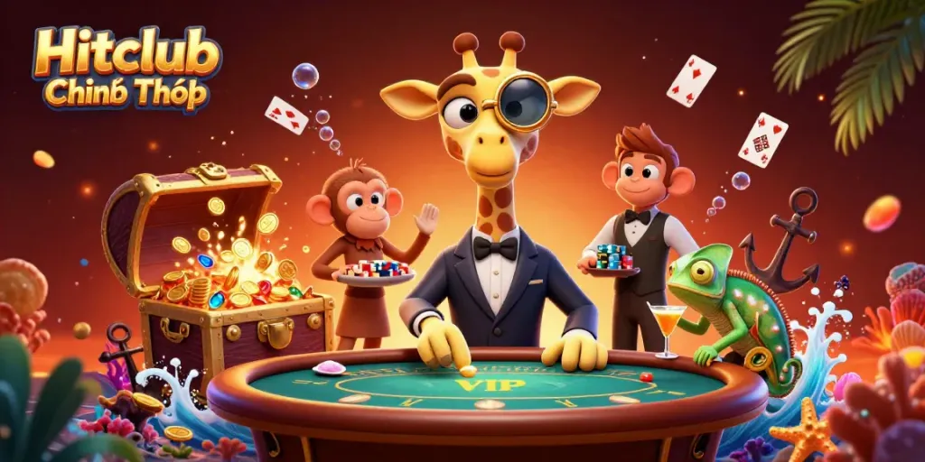 Engage in thrilling gameplay with Hitclub Chính Thức at an exciting virtual casino scene.