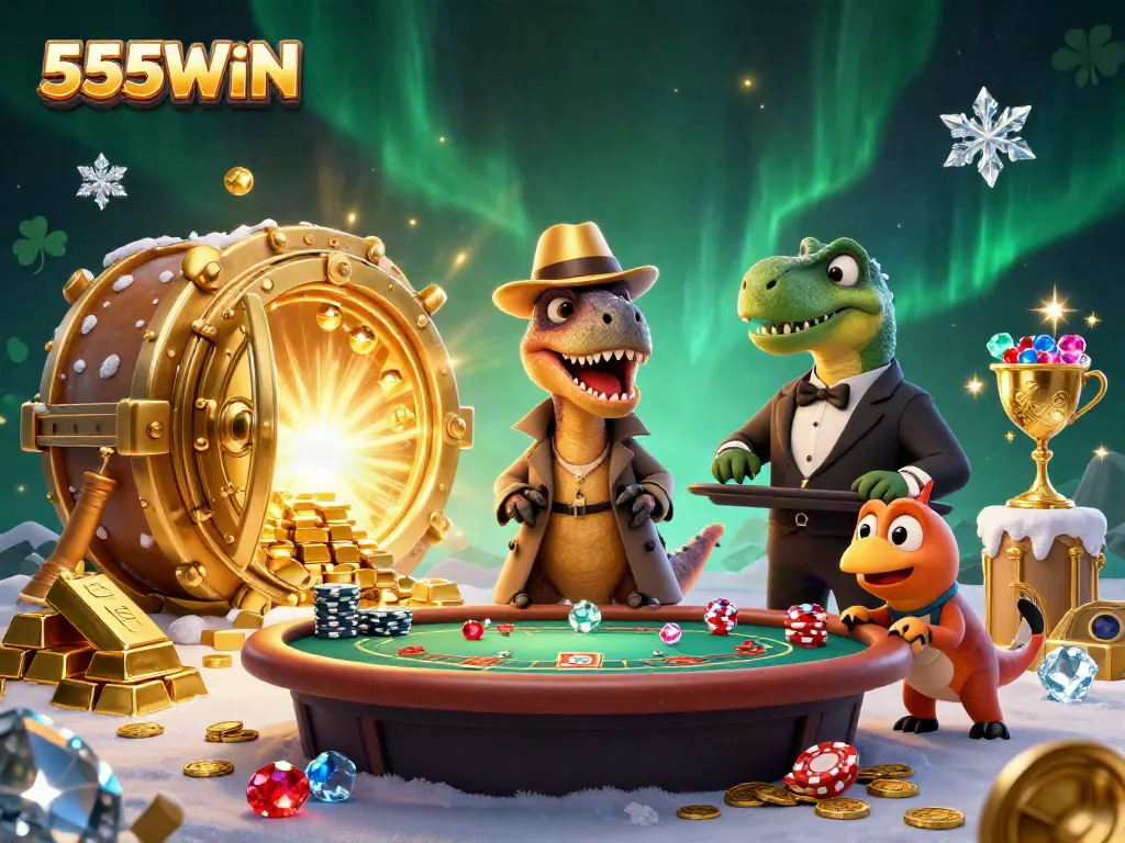 Experience thrilling gameplay at 555WIN with a sneak of animated characters at a blackjack table.