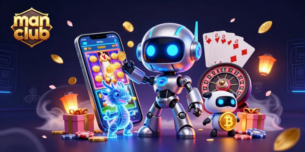 Engage in thrilling action at man club with dynamic slot games and crypto-themed elements.