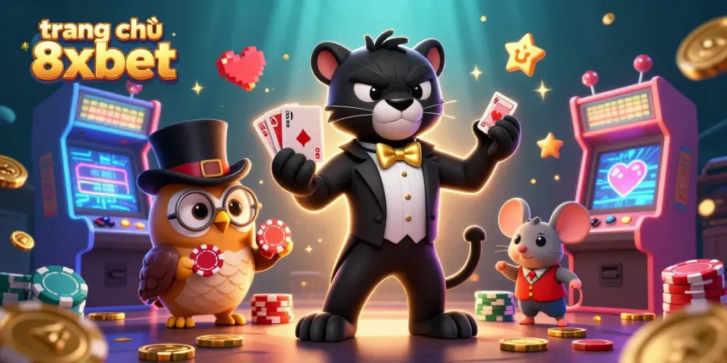 Experience thrilling gaming fun on trang chủ 8xbet with vibrant characters and colorful casino elements.