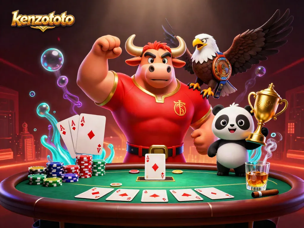 Join kenzototo and experience thrilling gaming with a vibrant 3D illustration depicting victory and excitement.