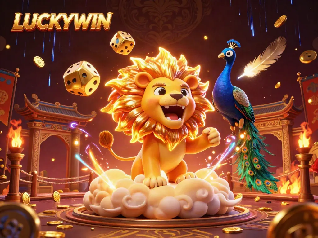 Join the exciting world of LUCKYWIN with a vibrant 3D illustration capturing the thrill of gaming.