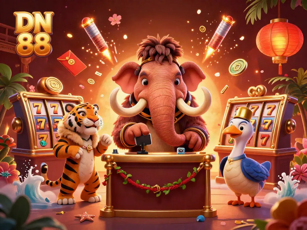 Engage with DN 88's vibrant casino atmosphere surrounded by dynamic gaming elements.