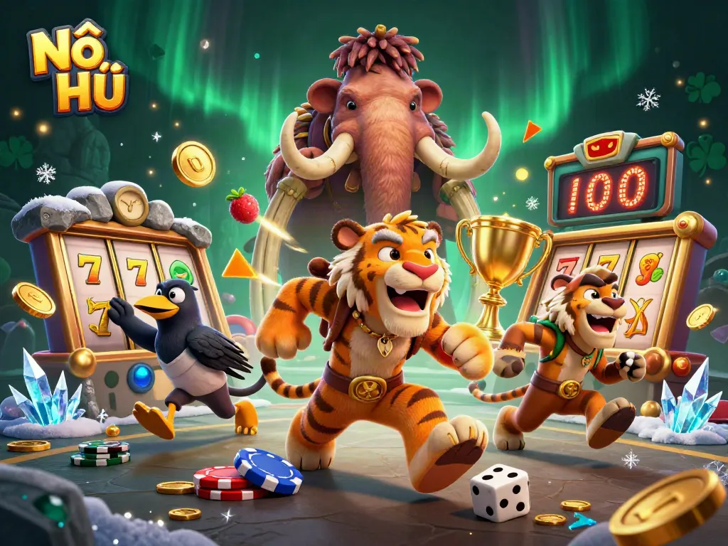 Nổ Hũ slot reels come alive with golden coins and jackpot moments showcasing a thrilling casino scene.