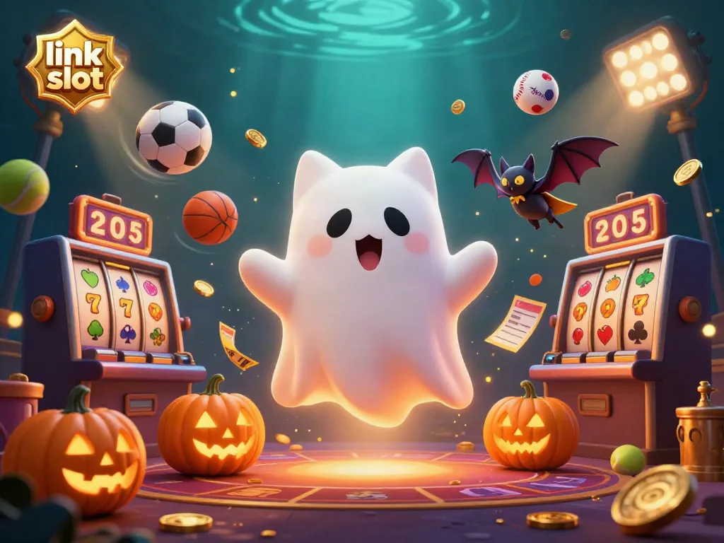 Engage with link slot dynamics featuring a ghost cat and vampire bat in a haunted casino.