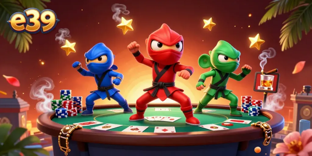 Synchronized chameleons showcasing strategies for poker success at e39 with dynamic gameplay elements.