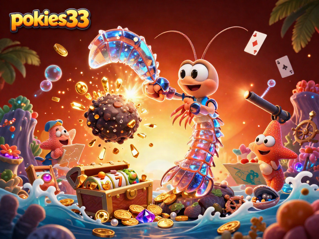 Experience the excitement of pokies33 with dynamic and colorful casino elements in this vivid 3D illustration.
