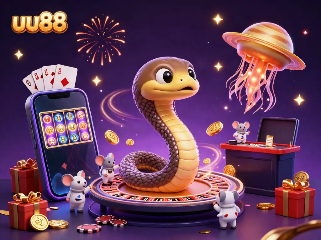 Experience the excitement of uu88's dynamic gambling scene with astronaut mice and a cosmic jellyfish dealer.