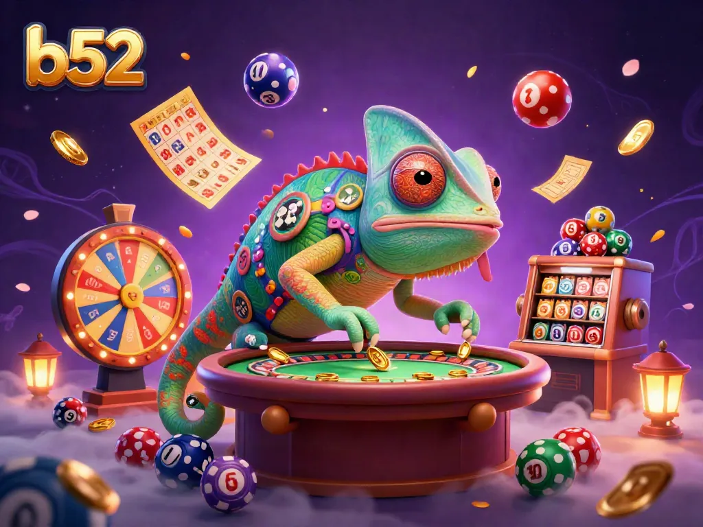 Engage in thrilling b52 gaming with a vibrant chameleon casino owner and dynamic lottery elements.