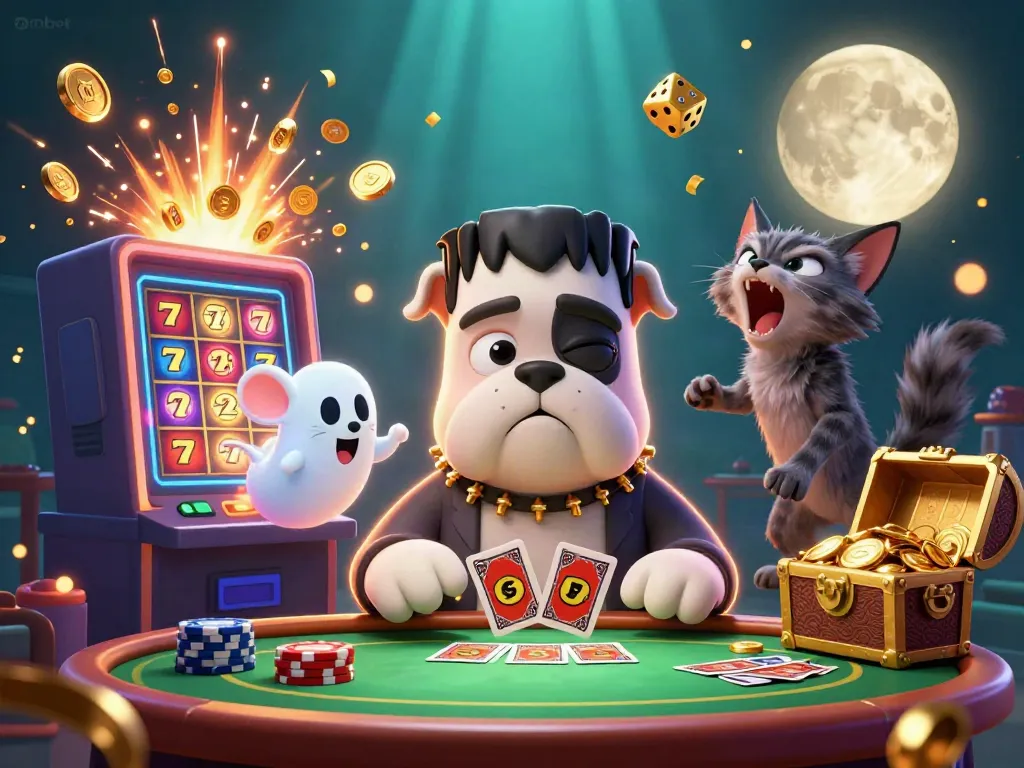 Engage with thrilling onbet games at a dynamic 3D casino table featuring lively characters.