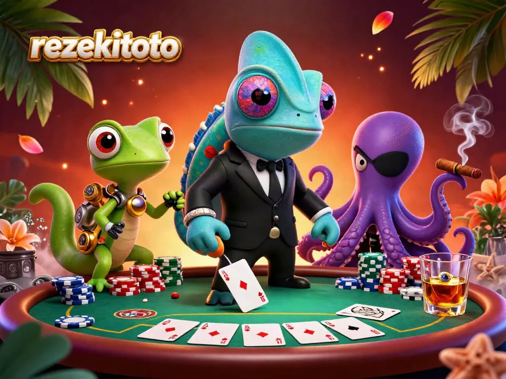 Experience thrilling gameplay at rezekitoto with vibrant poker action in a dynamic 3D casino scene.