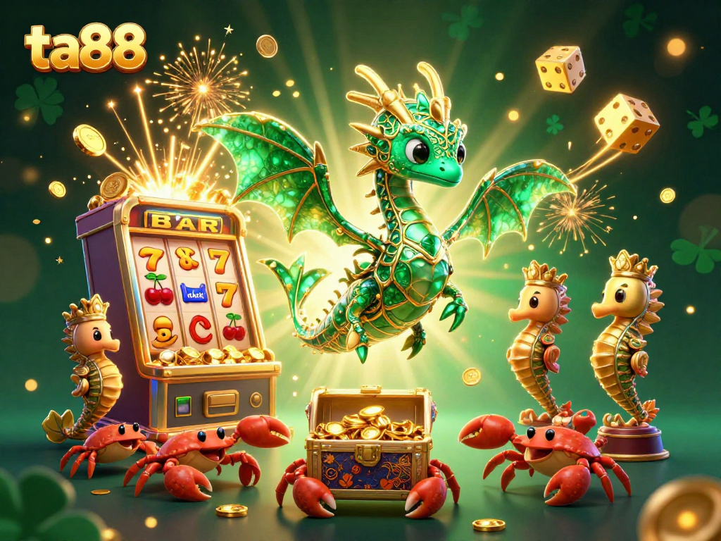 Experience thrilling wins at ta88 with vibrant 3D casino scenes showcasing exciting games and treasures.