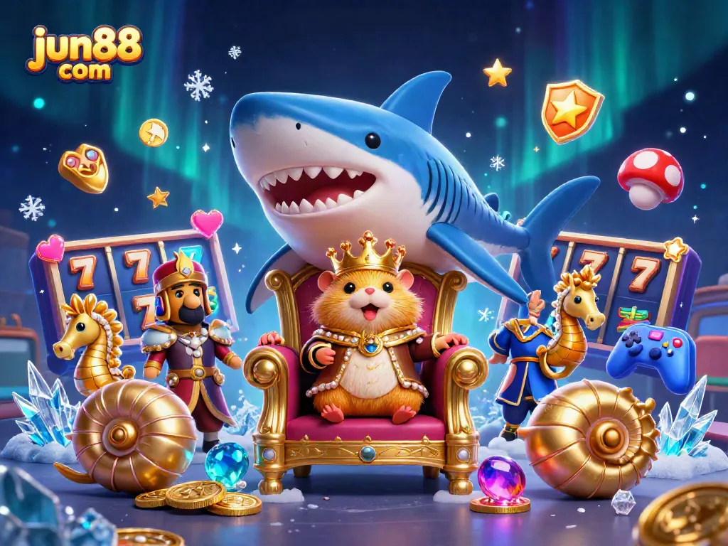 Experience thrilling wins with jun88 com, showcasing dynamic 3D casino elements and characters.