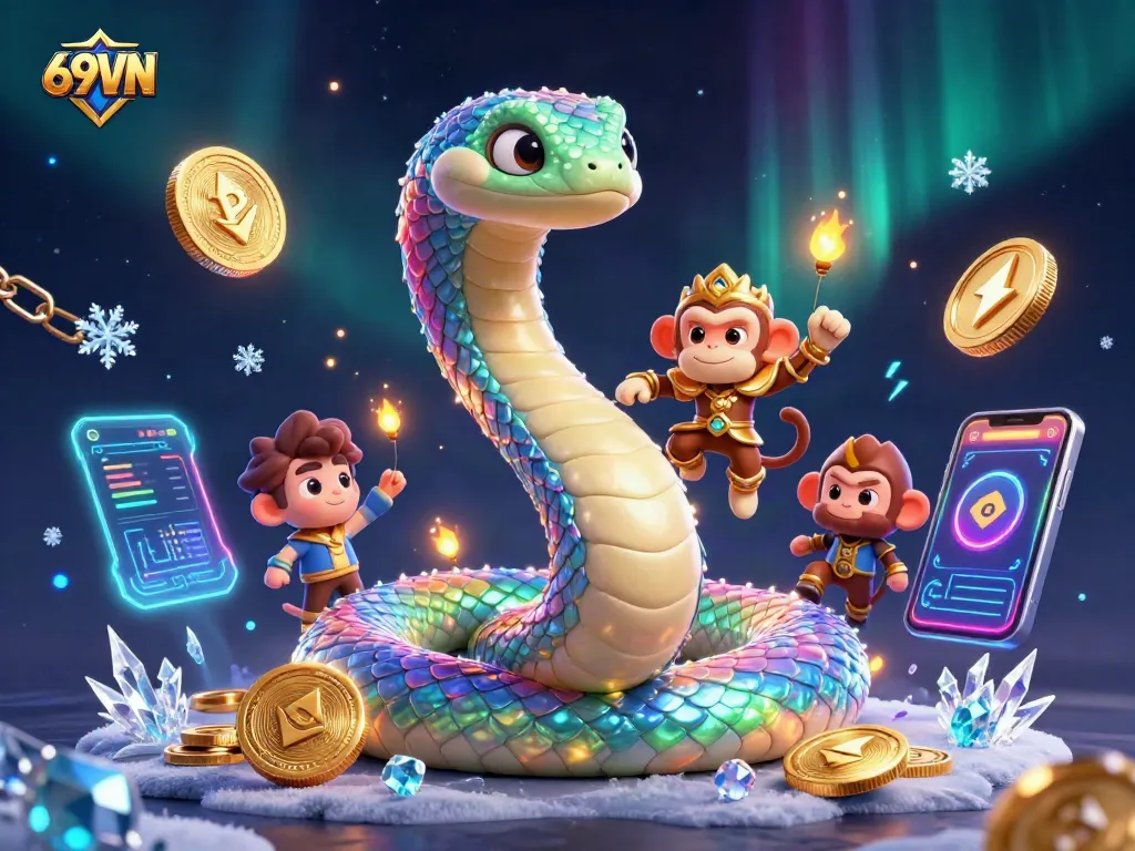 Experience thrilling gambling action with 69VN's colorful gaming elements in a vibrant casino atmosphere.