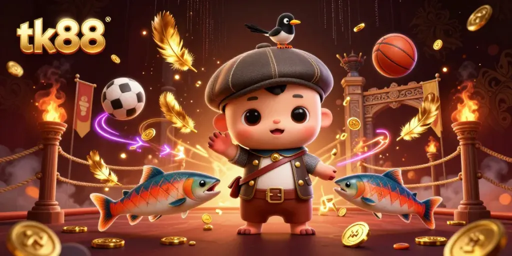 Engage in thrilling sports betting action with tk88 in this vibrant illustration featuring Nessie.