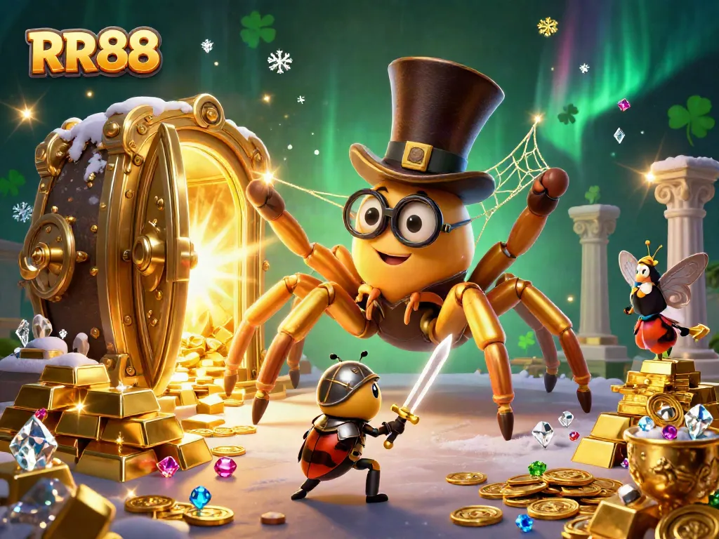 Experience the thrilling RR88 online casino with golden tarantulas and beetle knights for exciting bets.