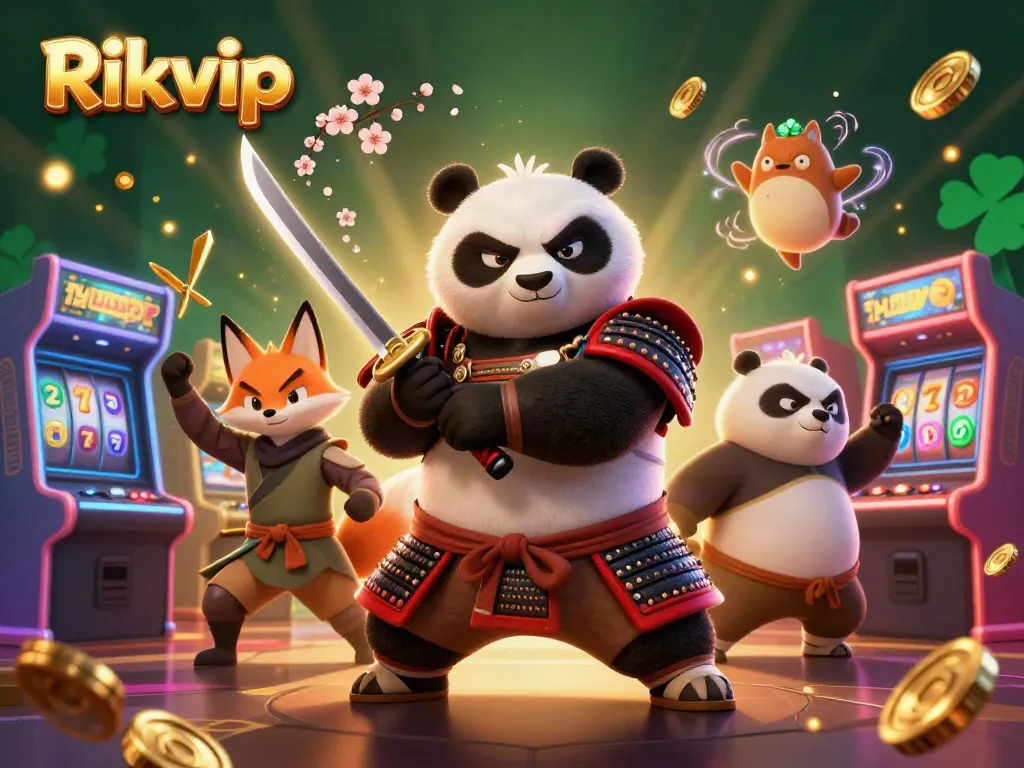 Experience the excitement of Rikvip with vivid 3D characters and dynamic casino elements, showcasing vibrant gaming action.