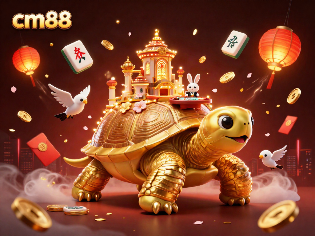 Engage in exciting gaming with cm88's vibrant 3D casino illustration showcasing luck and fortune.