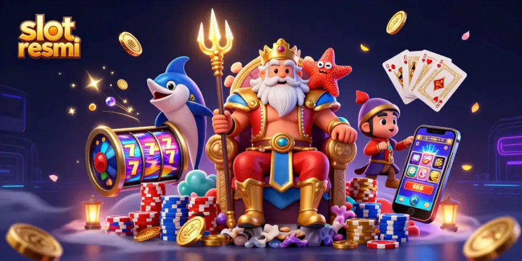 Experience excitement with slot resmi where the sea king Neptune rules in a vibrant, animated casino.