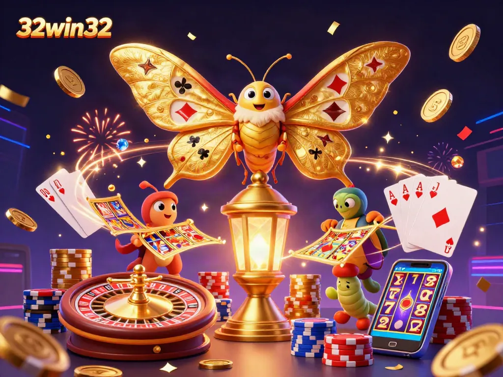 Engage with the vibrant world of 32win32, showcasing colorful casino elements and immersive gambling experiences.