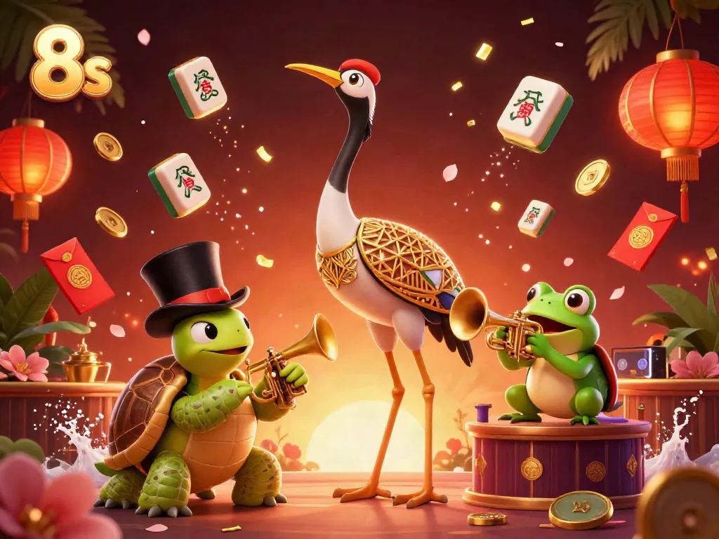 Celebrate big wins at 8s with a vibrant illustration of a roaring twenties speakeasy filled with winning symbols.
