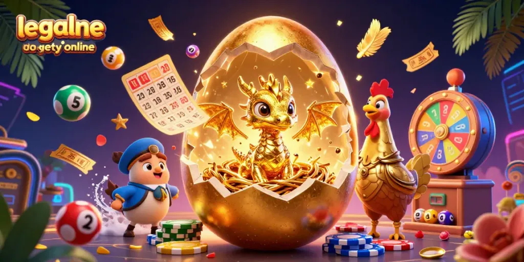 Spin and win with legalne automaty do gier online, featuring golden dragon, poker chips, and vivid lottery elements.