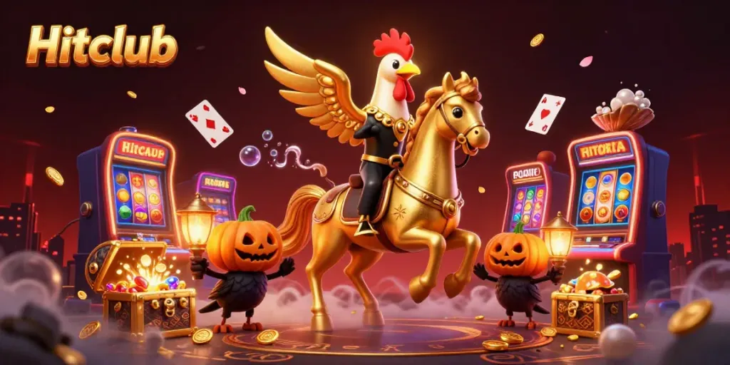 Experience the excitement of Hitclub with a vivid casino scene filled with gold coins and dynamic characters.