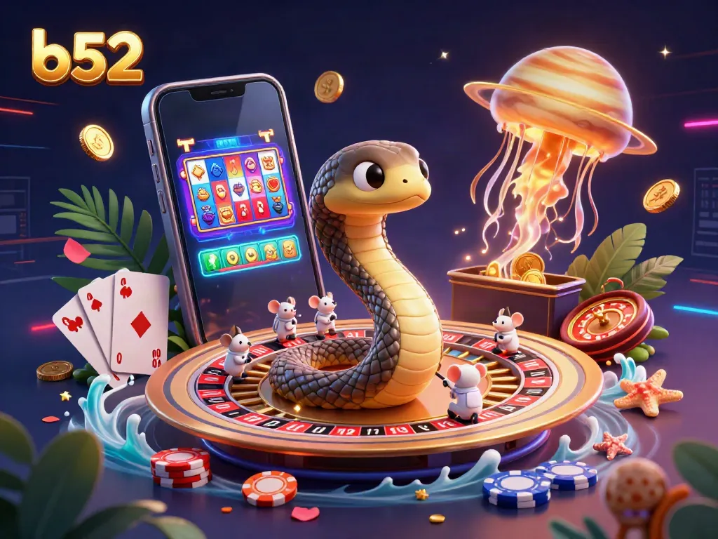 Engage in thrilling gameplay with b52 as cartoon mice bet on a roulette wheel made of Saturn's rings.