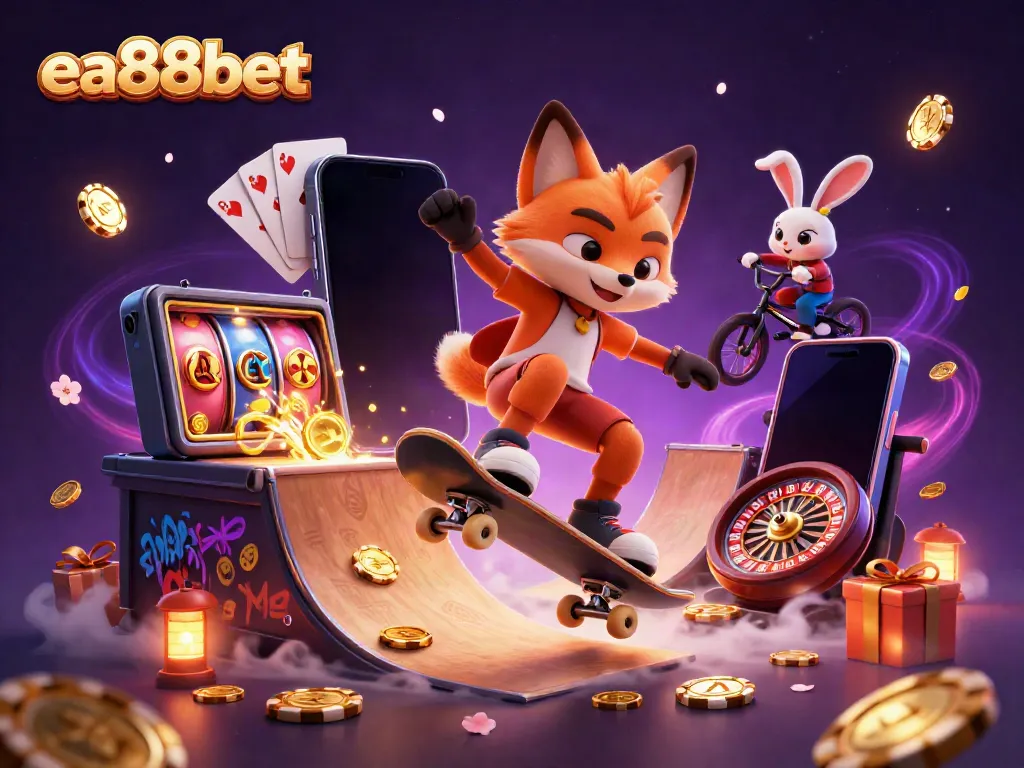 Experience thrilling gaming with the dynamic fox and rabbit in an action-packed ea88bet scene.
