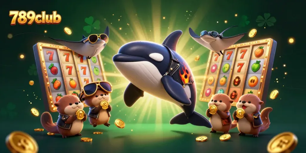 Experience the excitement of 789club with charming cartoon characters and vibrant casino elements.